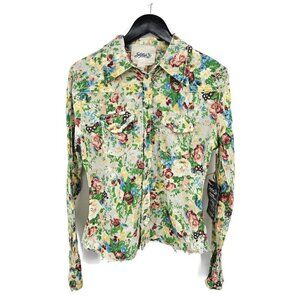 New Stitch's Floral Western Shirt Womens M Snap Front The Rodeo Cotton